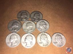 (2) 1947 Philadelphia Mint Washington Quarters, (1) 1948 Denver Mint Washington Quarter and (6) 1948