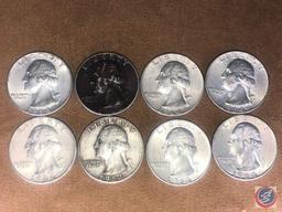 (8) 1964 Denver Mint Washington Quarters