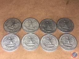 (8) 1964 Denver Mint Washington Quarters