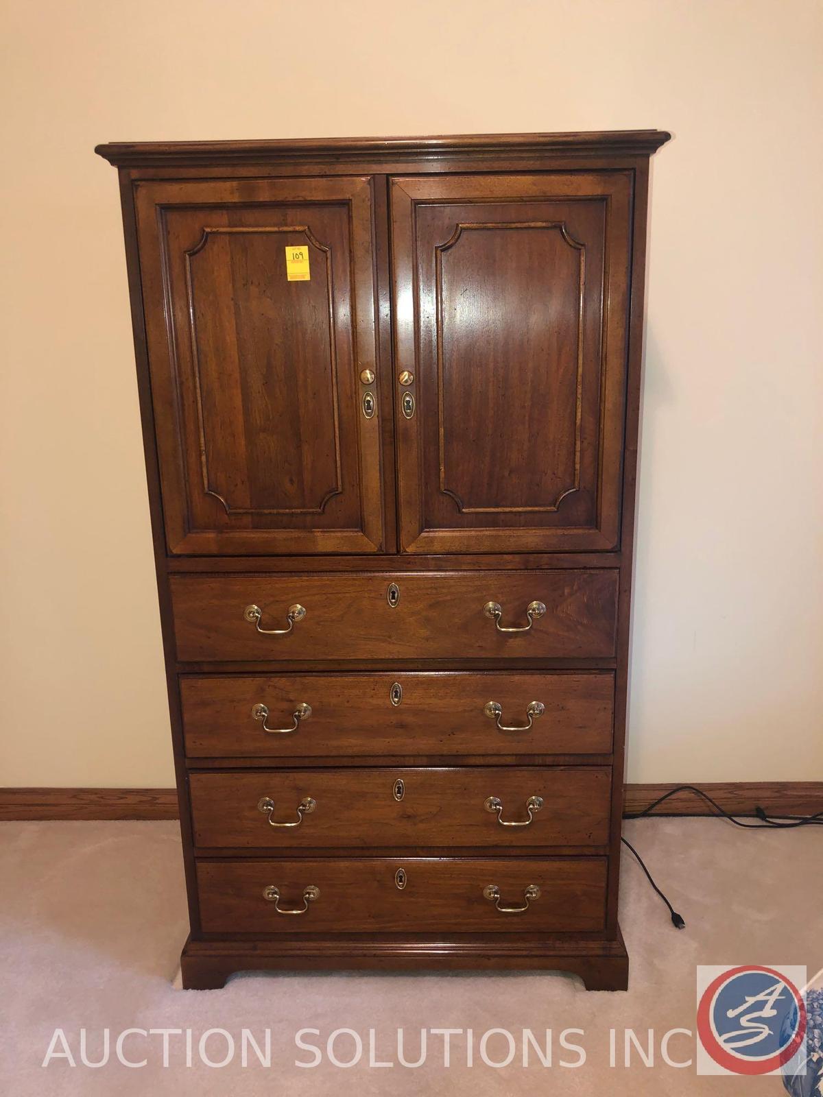 Century Furniture Hutch with Four Drawers and Cabinet with Built-In Electrical Measuring 33" X 22" X