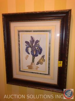 (2) Floral Framed Prints Signed L. David and Floral Framed Print [[NO MARKINGS]]