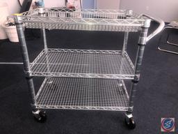 Three Tier NSF Seville Classics Inc Wire Cart on Casters Measuring 30" X 18" X 32 1/2"