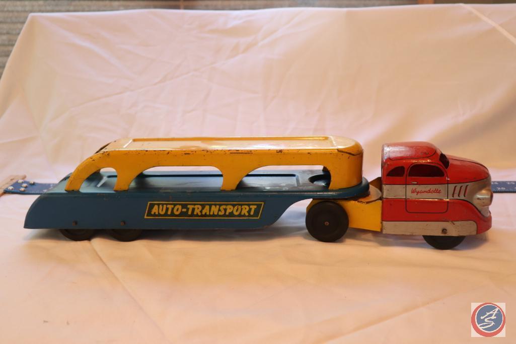 1940's/1950's Era Wyandotte Red/Yellow/Blue Pressed Steel Auto Transport Truck