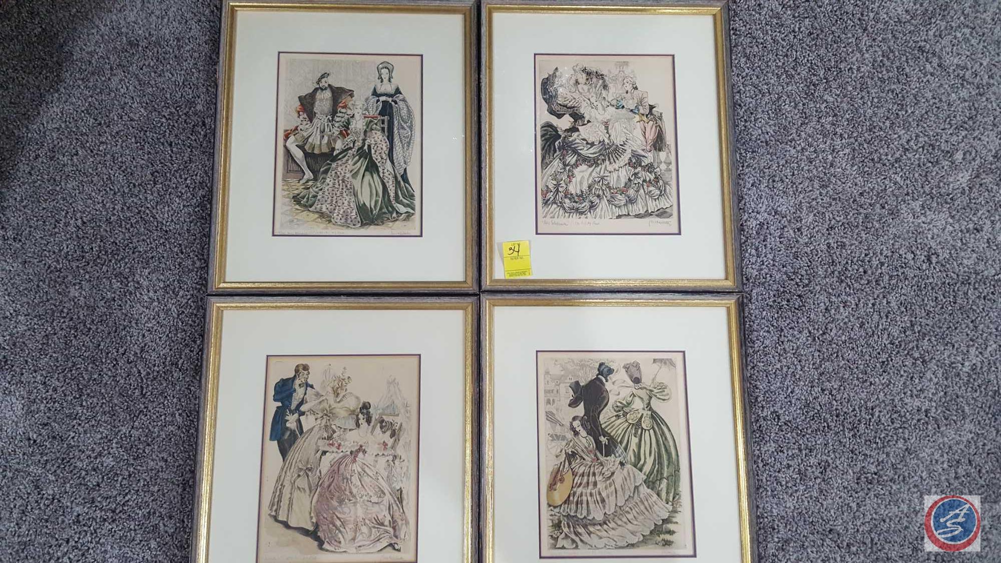 (4) Framed Art Piece Measuring 14 1/2" X 17" Signature Illegible