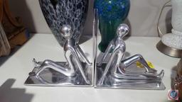 Glass Vases, Metal Book Ends, Magnifying Glass, Assorted Pocket Knives, Surgical Scissors and More