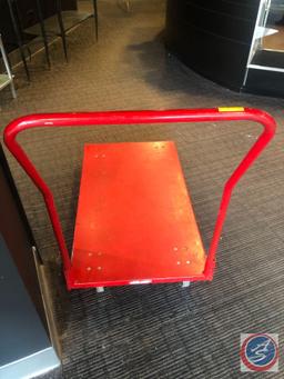 Red Metal Platform Truck Measuring 42" X 24" X 41"