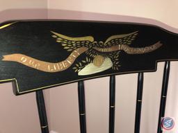 Spindle Back Black and Gold Rocking Chair Marked Our Liberty and Independence Measuring 40"