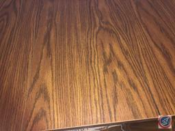 {{5X$BID}} Kitchen Table with One Leaf Measuring 59 1/2" X 36" X 30" and (4) Slat Back Chairs with