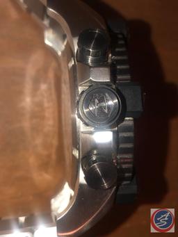 Men's Invicta Chronograph Wrist Watch Silver with Black Accents