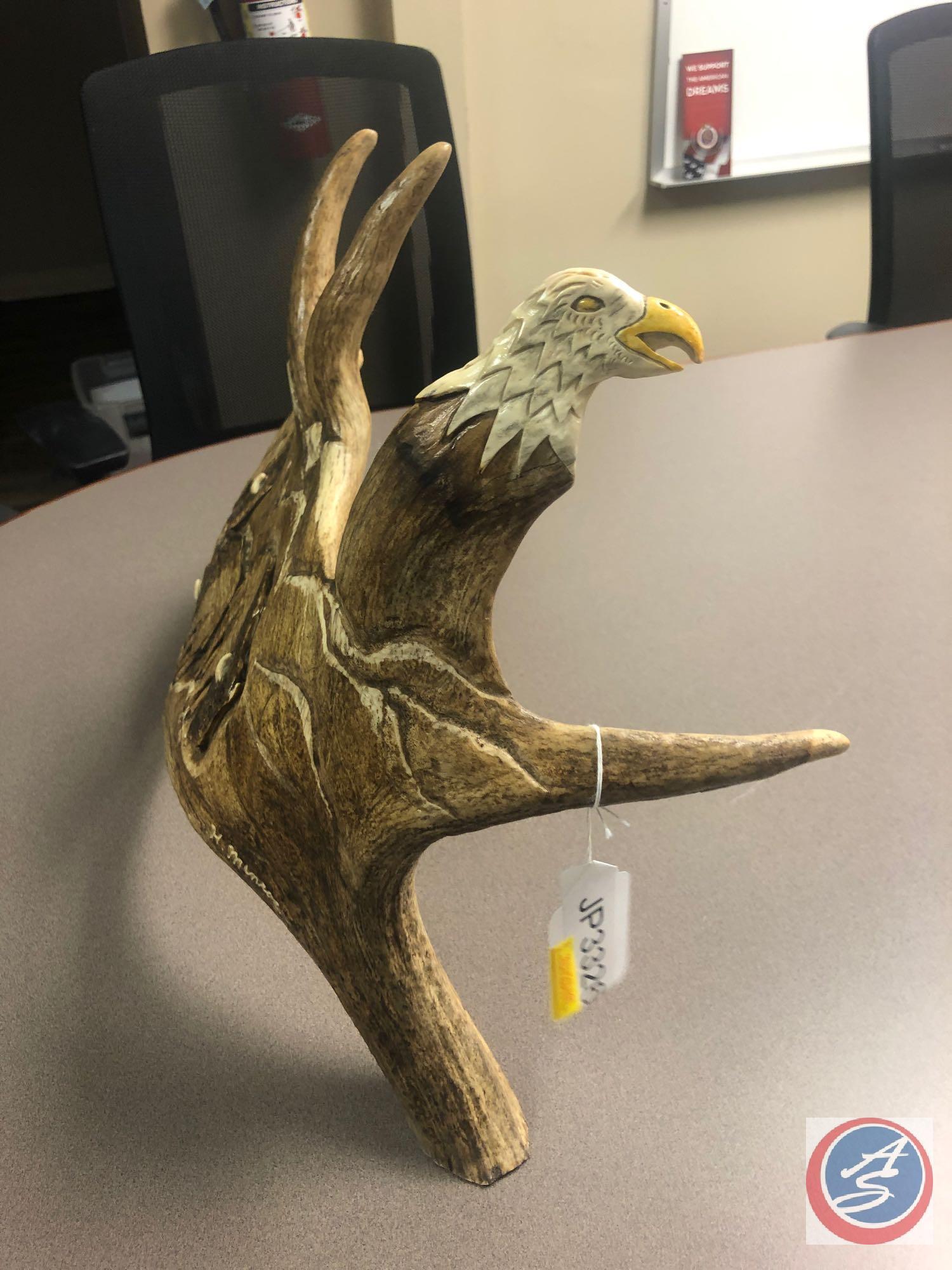 Moose Antler Sculpture of Buffalo