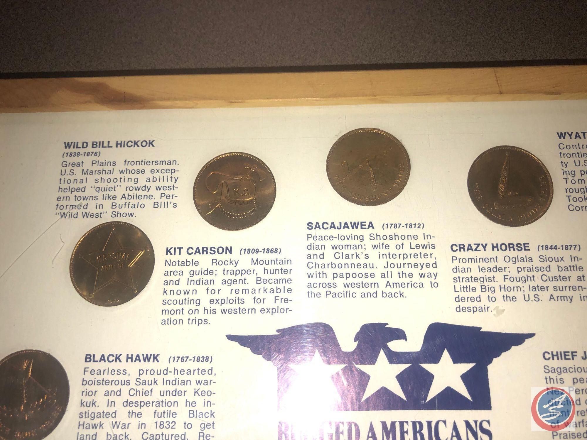 Rugged Americans Framed Coins Including Black Hawk (1767-1838), Crazy Horse (1844-1877), and Sitting