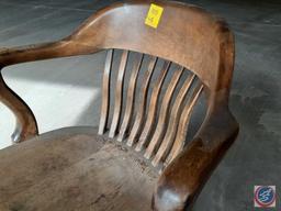 Antique / vintage wood In.banker chairsIn., quantity of (4); M.U.D. asset #1645, 1645, 21800, N/A