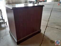 Wood laminate two drawer lateral filing cabinet; approximate measurements are 32In. wide x 21-1/2In.