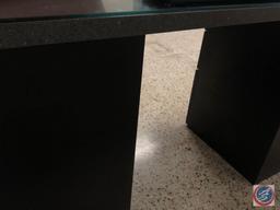 Six Drawer Salon Desk w/ Glass Overlay Measuring 45'' x 29'' x 30''