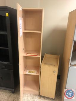 Cabinet w/ Four Shelves and One Door Measuring 15'' x 15'' x 72'', Rolling Cabinet w/ One Locked