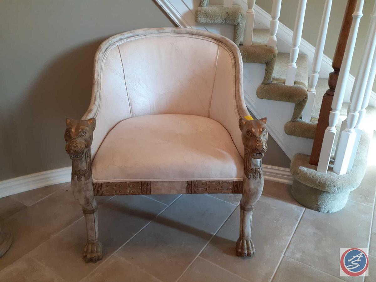 Lion Head and Claw Feet Arm Chair 34" x 27"