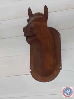 Cast Iron Horse Head Wall Decoration {{LOCATED UP HIGH, YOU WILL NEED TO BRING A LADDER AND TOOLS TO