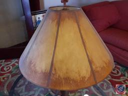 Coffee Table with Metal Base and Glass Top 52" X 40" X 17" and Table Lamp