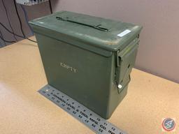 Military Issue Ammo Can - Measures 11 inches x 10 inches x 6 inches wide. Sealed with wire and lead