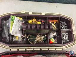 Plano removable single tray w/contents included - Lures of various types, Hooks, Weights, and Floats
