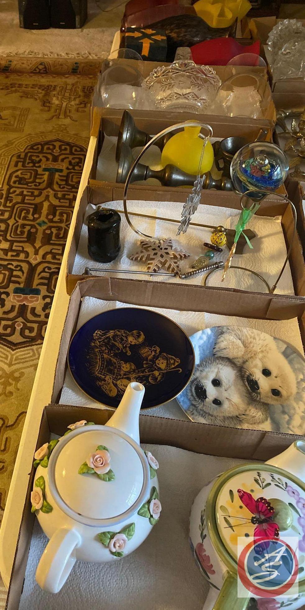 Decorative Tea Pots, Collectors Plates, Candle Stick Holders, Glass Vases, More