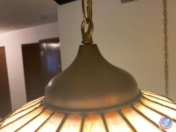 Vintage Tiffany Style Hanging Lamp in Working Order As Shown