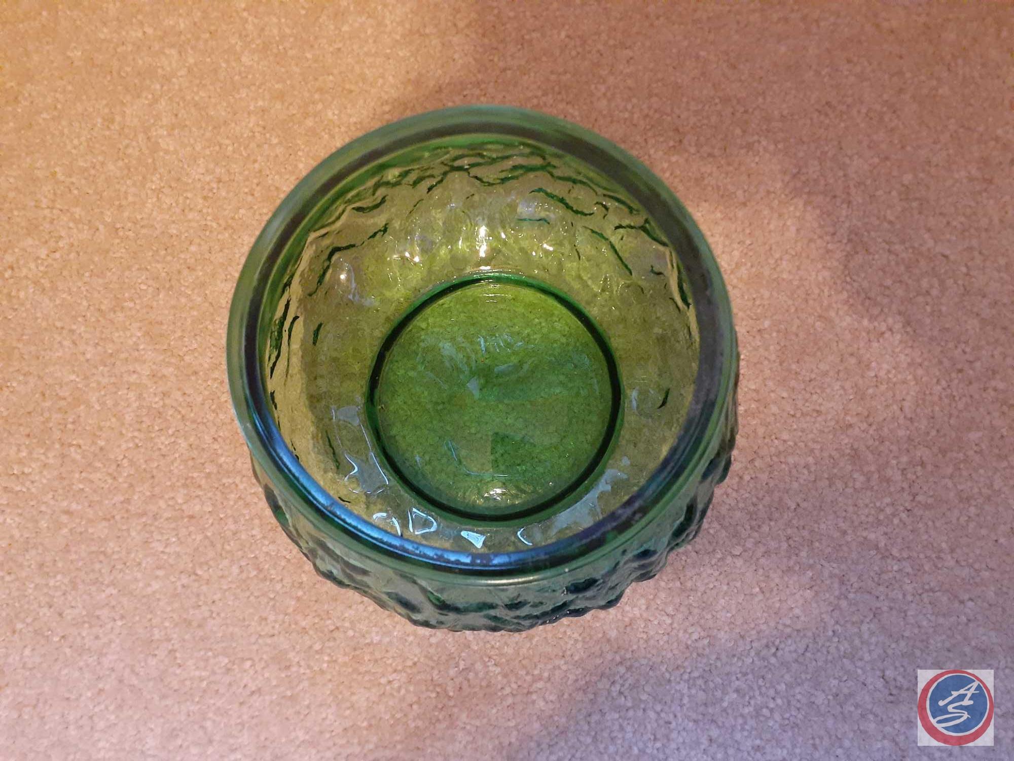 Original DeeBee Co. Imports Decorative Plate of Jesus, (2) E.O. Brody Company Green Glass Pieces,