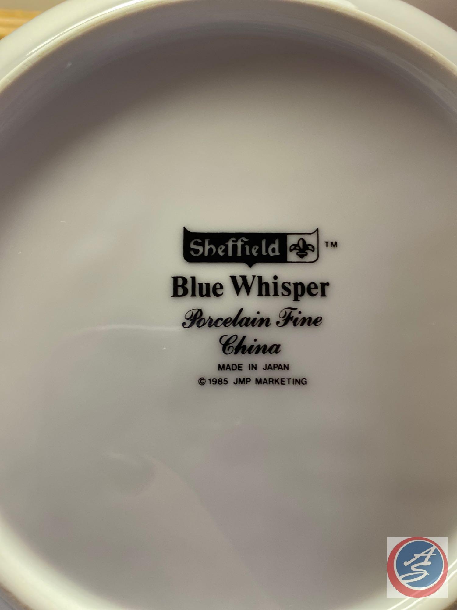 10-Piece Place Setting of Sheffield Blue Whisper Porcelain Fine China Including Gravy Boat, Serving