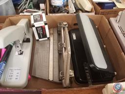 (2)Tape Machines, Feather Duster, Small Bird House, Omaha Bank Money Bags, (2) Three Hole Punches,