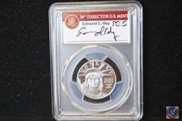 2001-W $50 cent PCGS PR70DCAM Statue of Liberty US Director US Mint Edmund C Malloy autographed