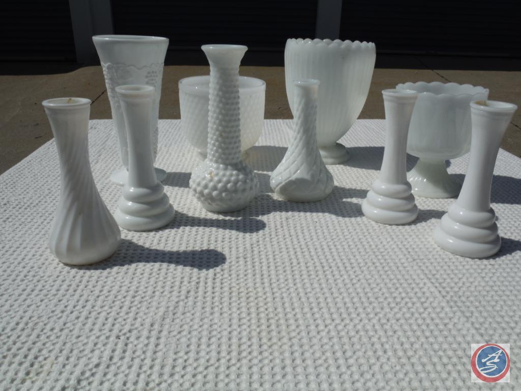 Milk glass white vases