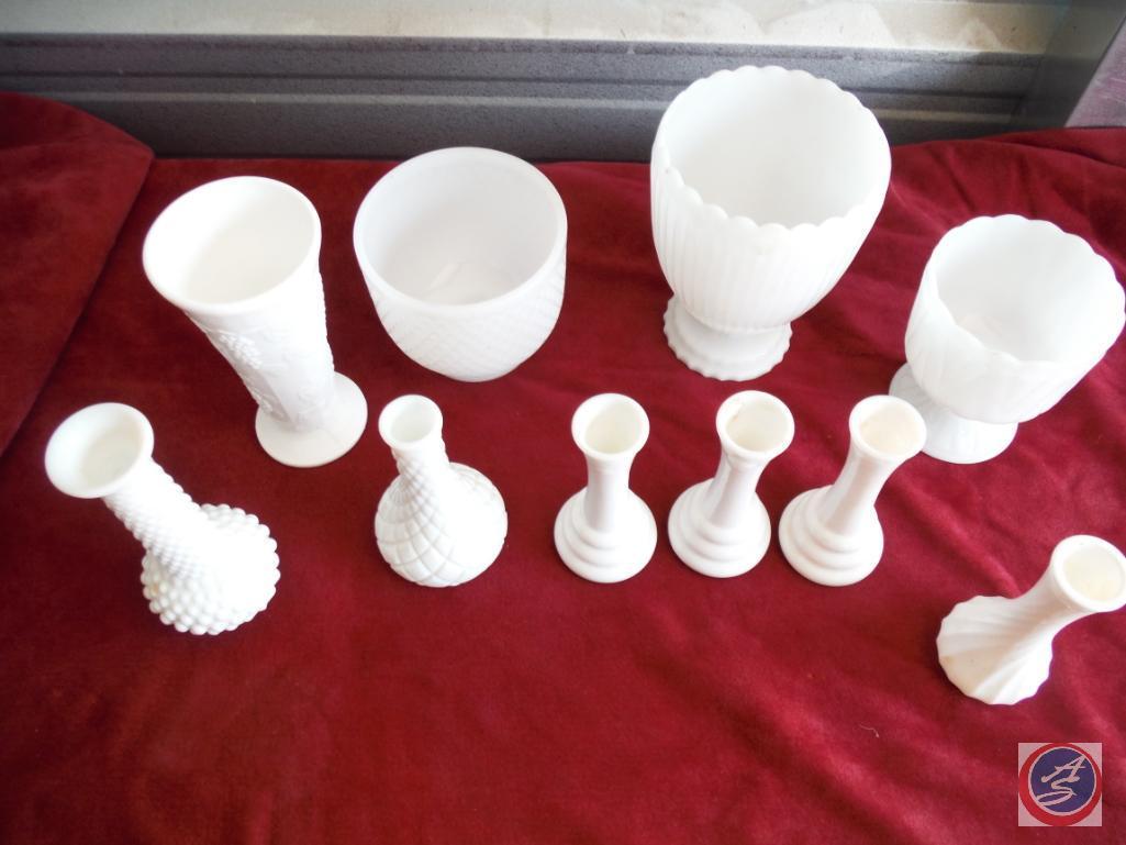 Milk glass white vases