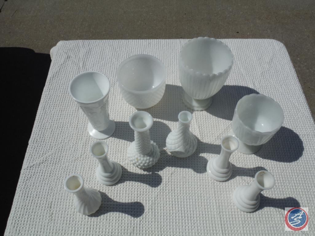 Milk glass white vases