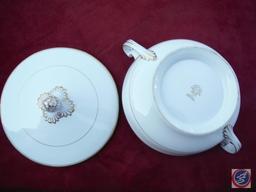 Noritake china white gravy dish, Corning ware casserole dish and Rena water pot