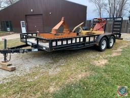 Big Rig Truck and Trailer Load Trail Drop Gate Tandem Axle Equipment Trailer 7 ft x 17 ft deck with