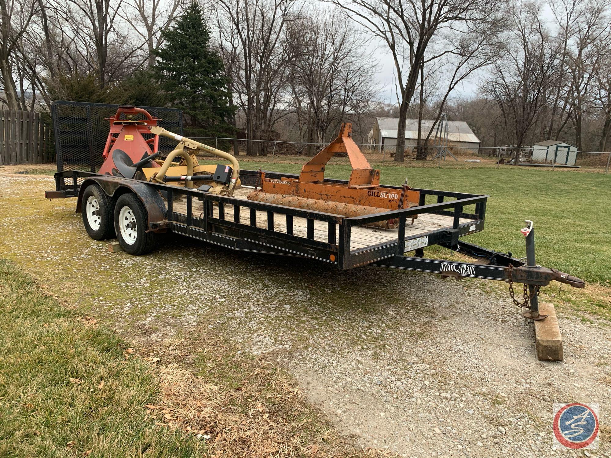 Big Rig Truck and Trailer Load Trail Drop Gate Tandem Axle Equipment Trailer 7 ft x 17 ft deck with