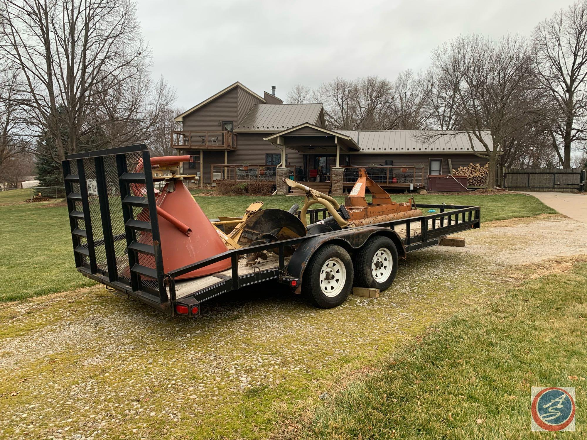 Big Rig Truck and Trailer Load Trail Drop Gate Tandem Axle Equipment Trailer 7 ft x 17 ft deck with