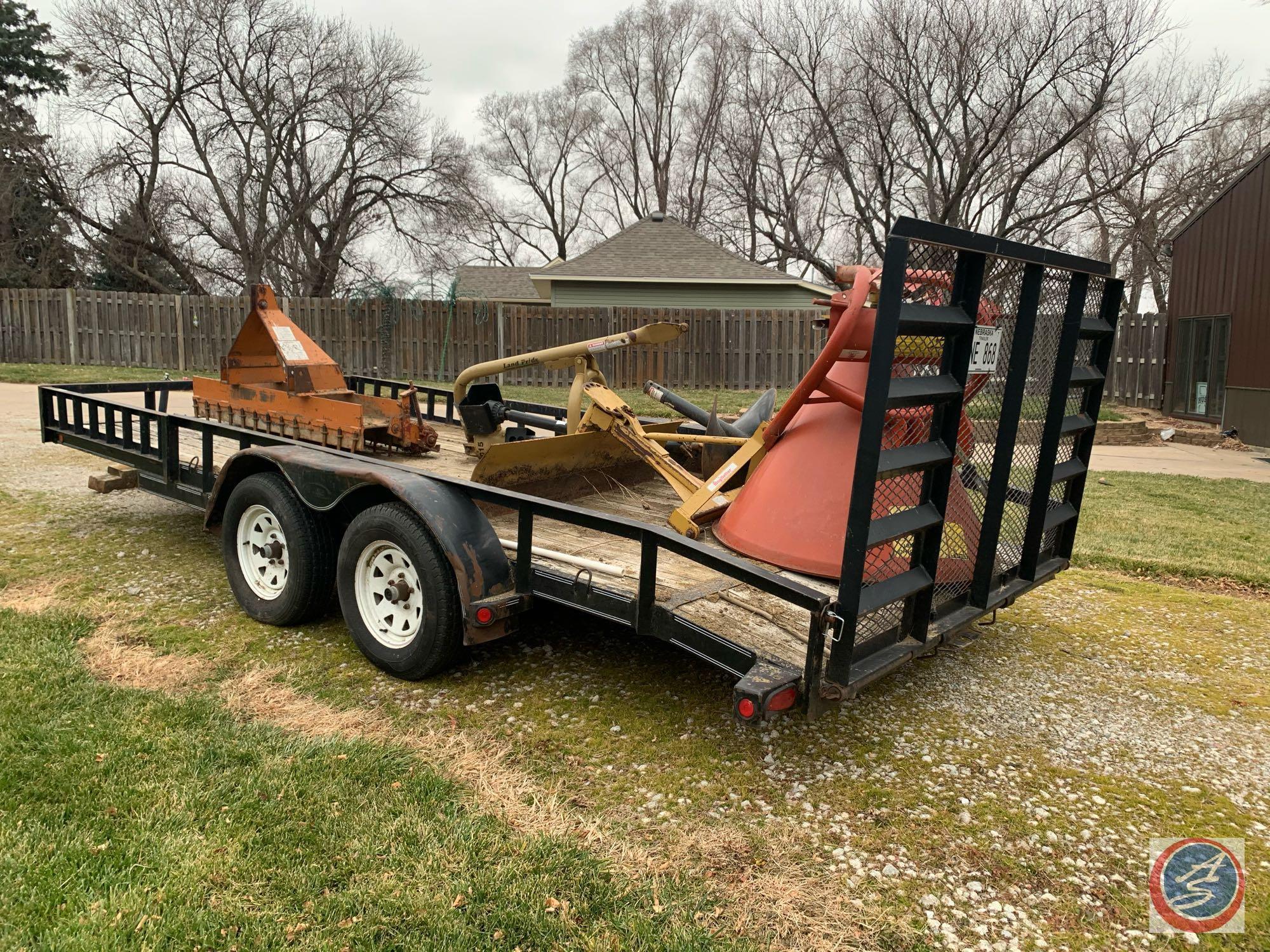 Big Rig Truck and Trailer Load Trail Drop Gate Tandem Axle Equipment Trailer 7 ft x 17 ft deck with