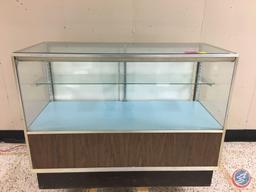 Retail Metal/Glass Display Case w/1 Glass shelf and Open Storage on bottom backside...48" x 21" x 38