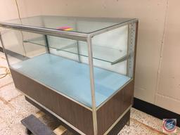 Retail Metal/Glass Display Case w/1 Glass shelf and Open Storage on bottom backside...48" x 21" x 38