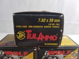 122 Gr. Wolf 7.62 X 39mm Ammo (100 Rounds)