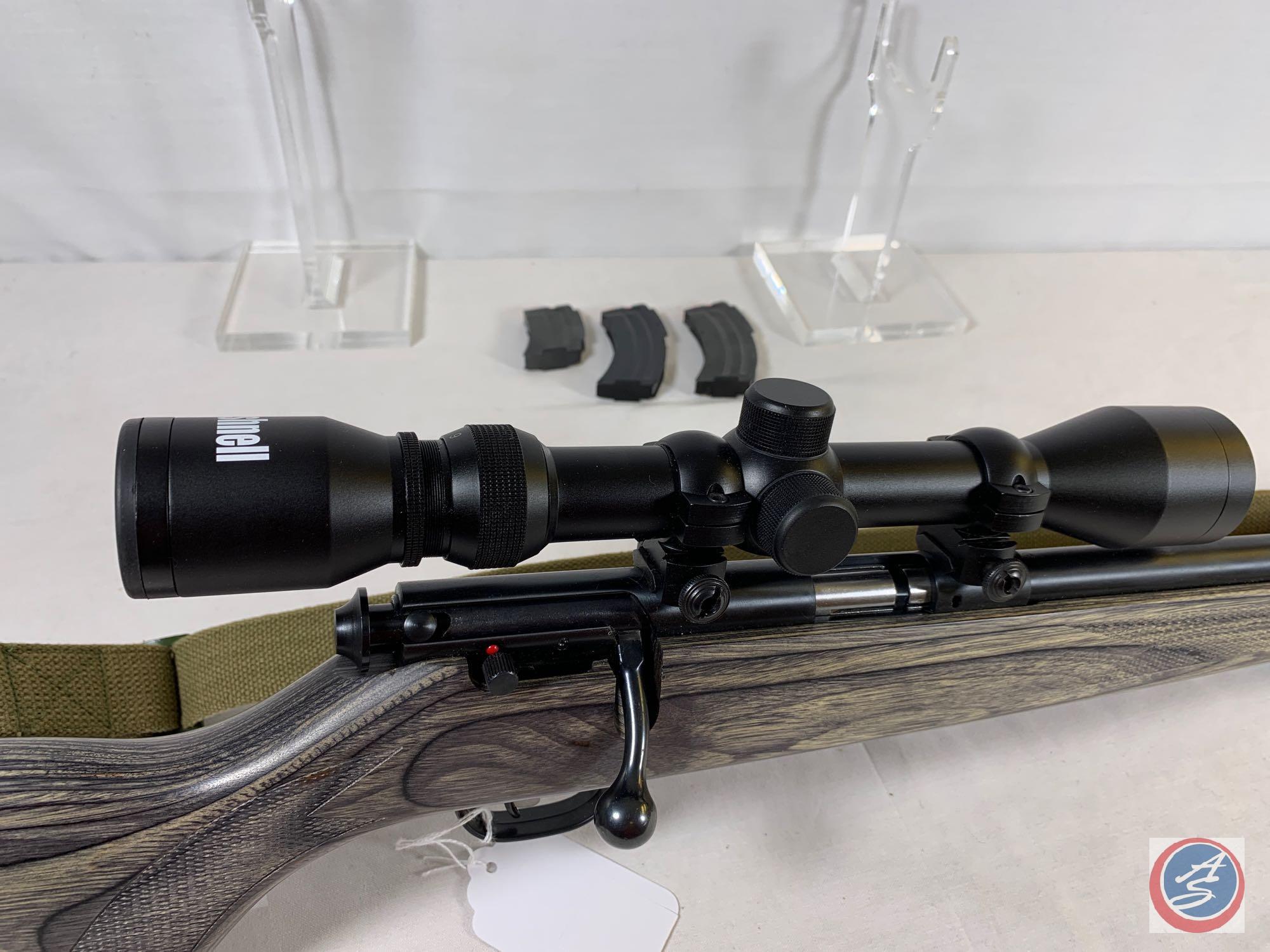 Savage Model Mark II 22 LR Rifle Bolt Action Rifle with Bushnell 4-9 Scope, sling and 3 magazines