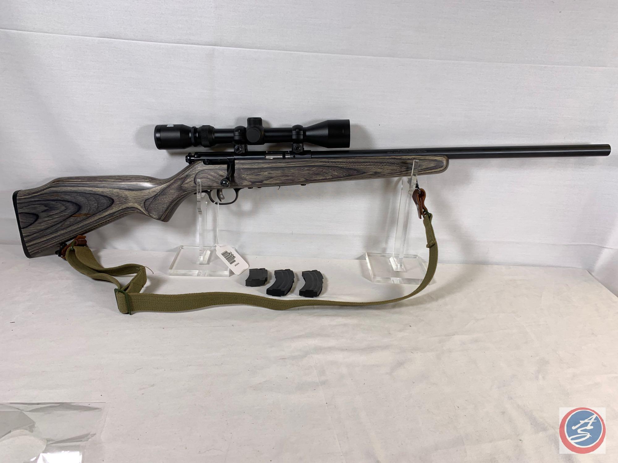 Savage Model Mark II 22 LR Rifle Bolt Action Rifle with Bushnell 4-9 Scope, sling and 3 magazines