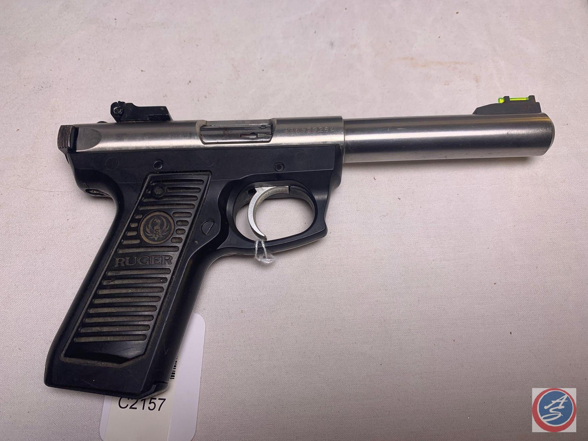 Ruger Model 22/45 22 LR Pistol Semi-Auto Stainless Steel Target Pistol with 2 magazines in Factory