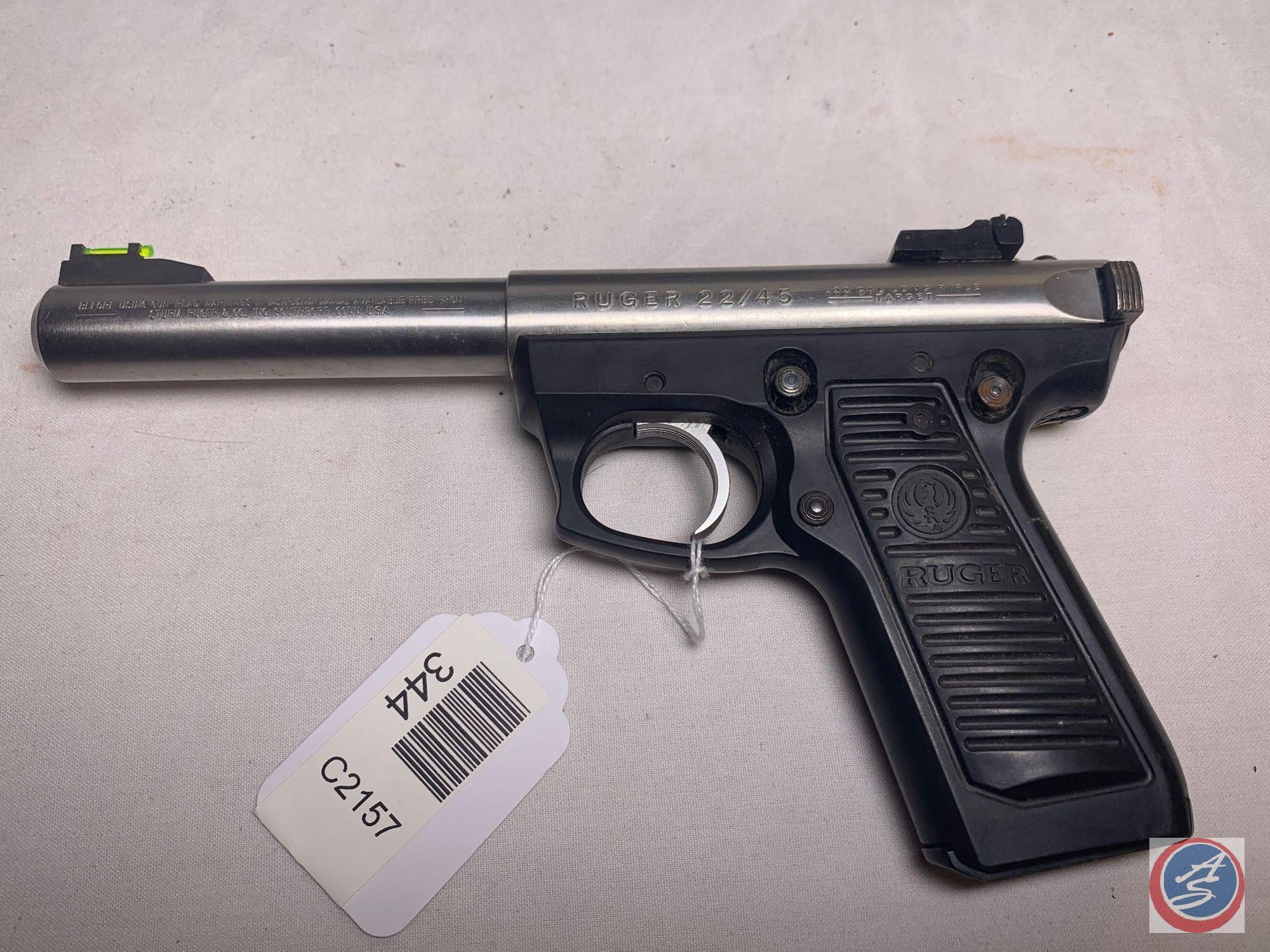 Ruger Model 22/45 22 LR Pistol Semi-Auto Stainless Steel Target Pistol with 2 magazines in Factory