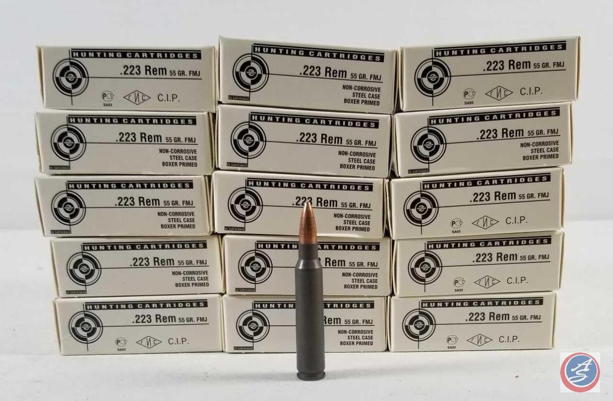 {{15X$BID}} 55 Gr. FMJ Hunting Cartridges .223 Remington Ammo (300 Rounds) ...