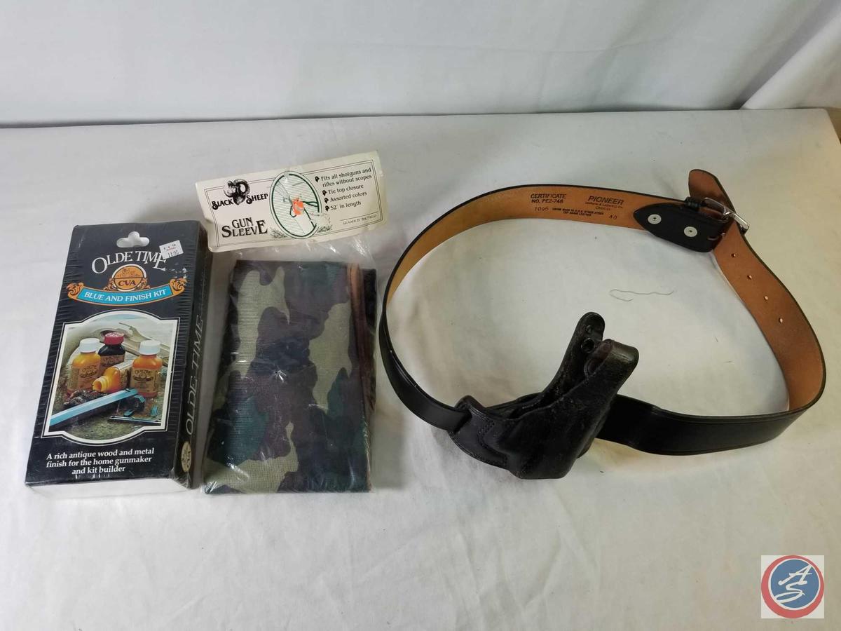 Camo Gun Sleeve, Blue And Finish Kit, Black Pioneer...Holster Belt Certificate No. PE2-748