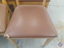 {{8X$BID}} Light Wood Dining Chairs with Mauve Padded Seat Varying Conditions