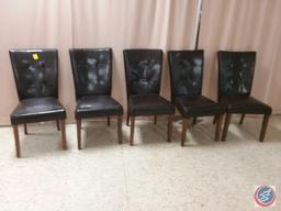 {Sold x Bid} 5 Brown dining chairs sold five times the money (5 x Money)