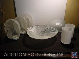 Frosted Glass Sea Shell Lighting Fixtures, Cylinder Frosted Glass Fixtures and Swirl Design Fixtures